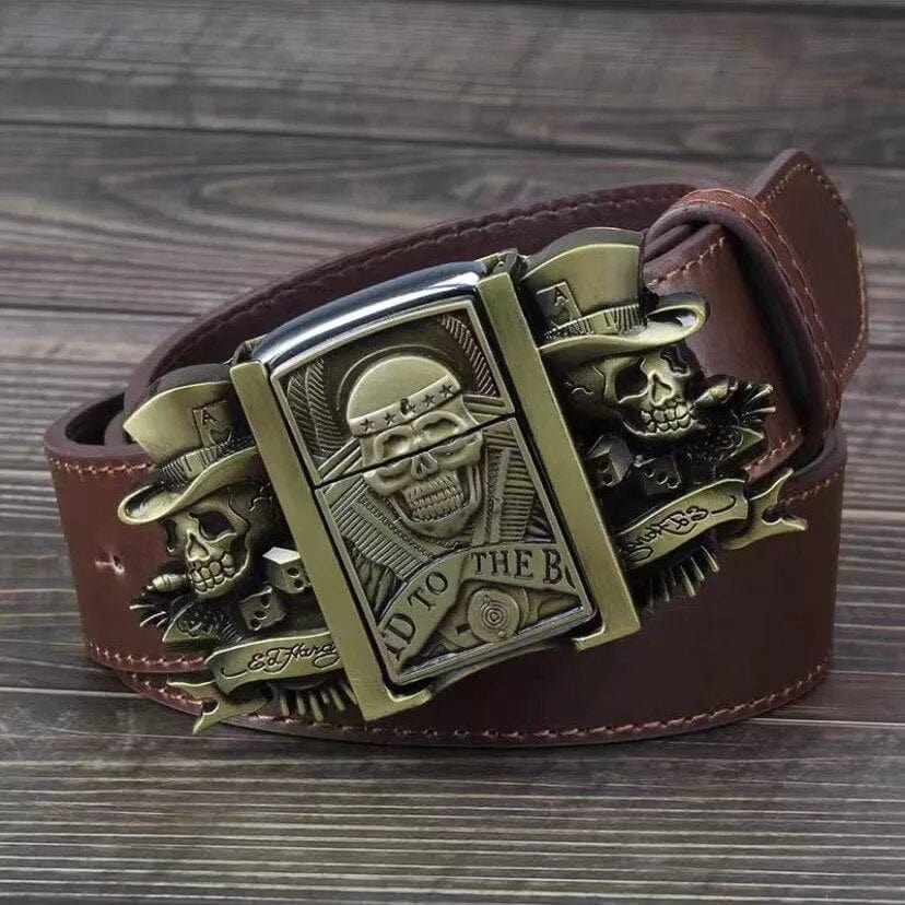 Novelty Belt Buckle with Hidden Kerosene Lighter