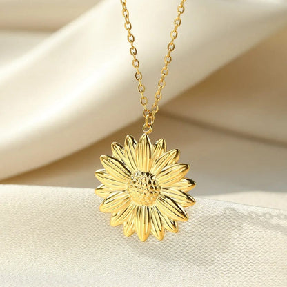 "You Are My Sunshine" Open Locket Sunflower Pendant Necklace