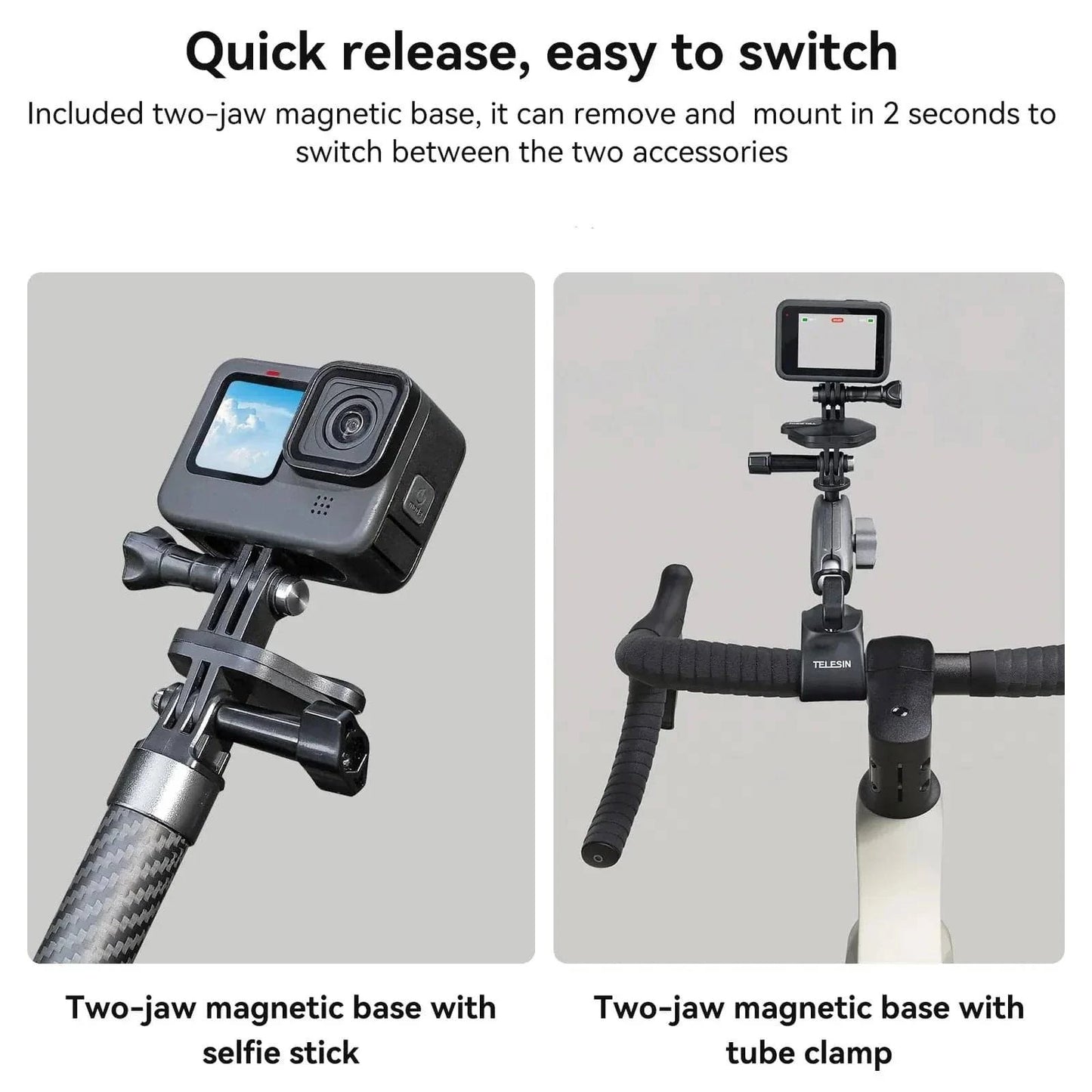 SearchFindOrder Quick Release kit A TELESIN Magi-Quick Action Cam Mount Versatile Accessory for GoPro, Insta360, DJI, and Phones