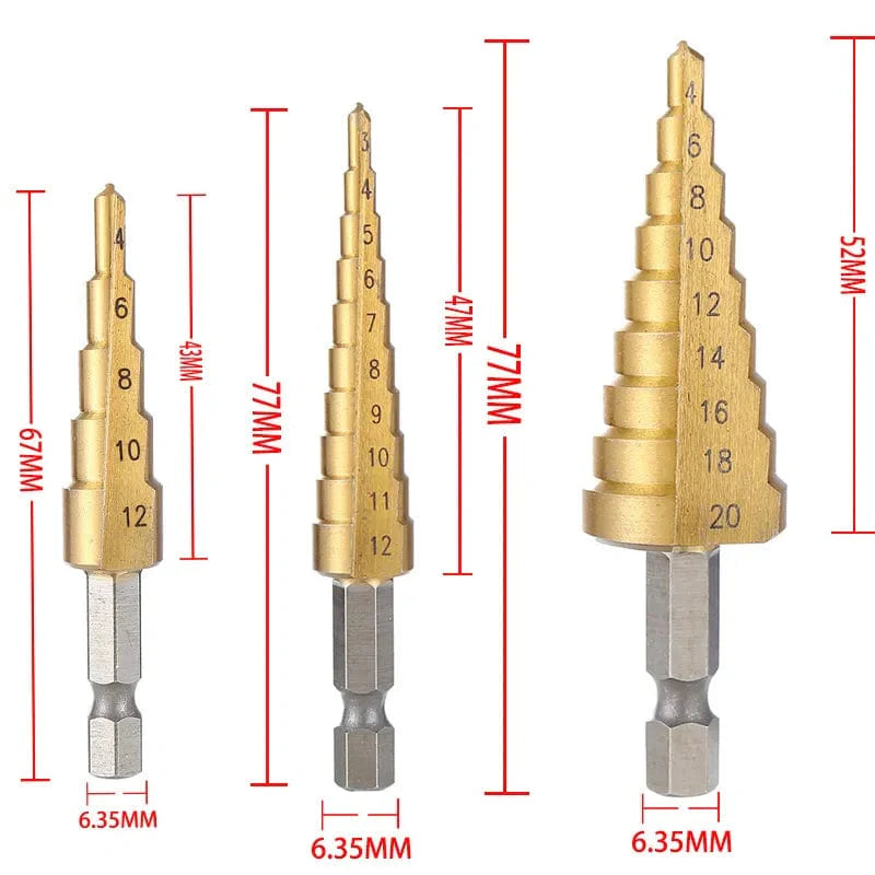 SearchFindOrder 1PC 4-32 / Hexagonal Titanium Pro Cut Precision Step Drill Set