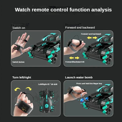 SearchFindOrder Cyan-Single RC Toy Tank with Gesture and Remote Control