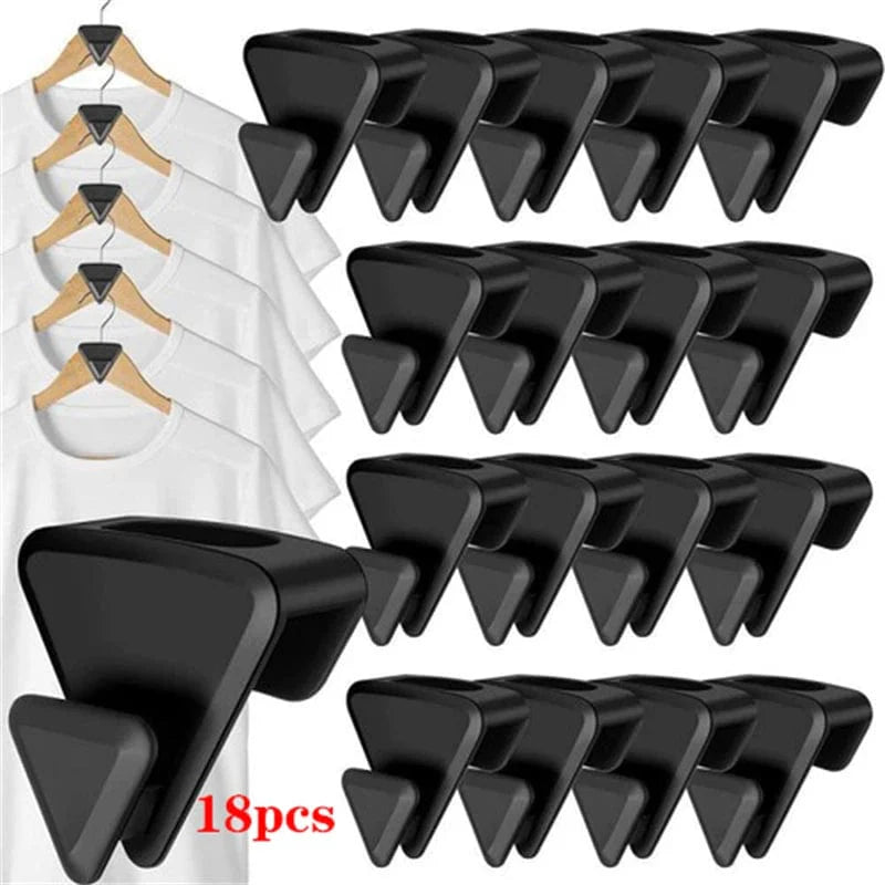 SearchFindOrder Black-18pcs Triangle Clothes Hanger Connector Clips 