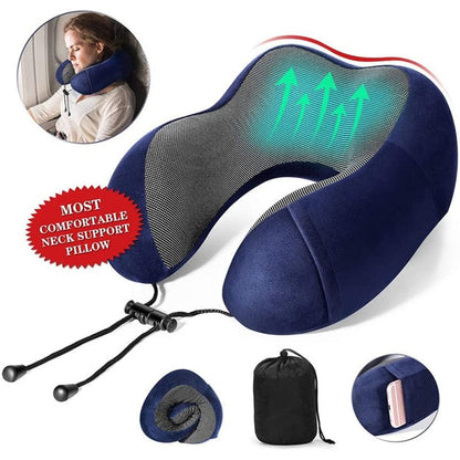 SearchFindOrder Peacock Blue Set U-Shape Neck Soft Memory Foam Travel Pillow