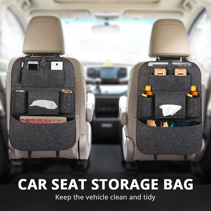 SearchFindOrder Black Universal Car Back Seat Storage Organizer with Elastic Felt Storage Bag 6 Pockets Organizer