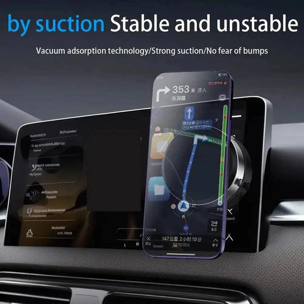 SearchFindOrder Silver Universal Intelligent Magnetic Car Mount Phone Holder with Vacuum Adsorption Technology for Stable and Secure Fit