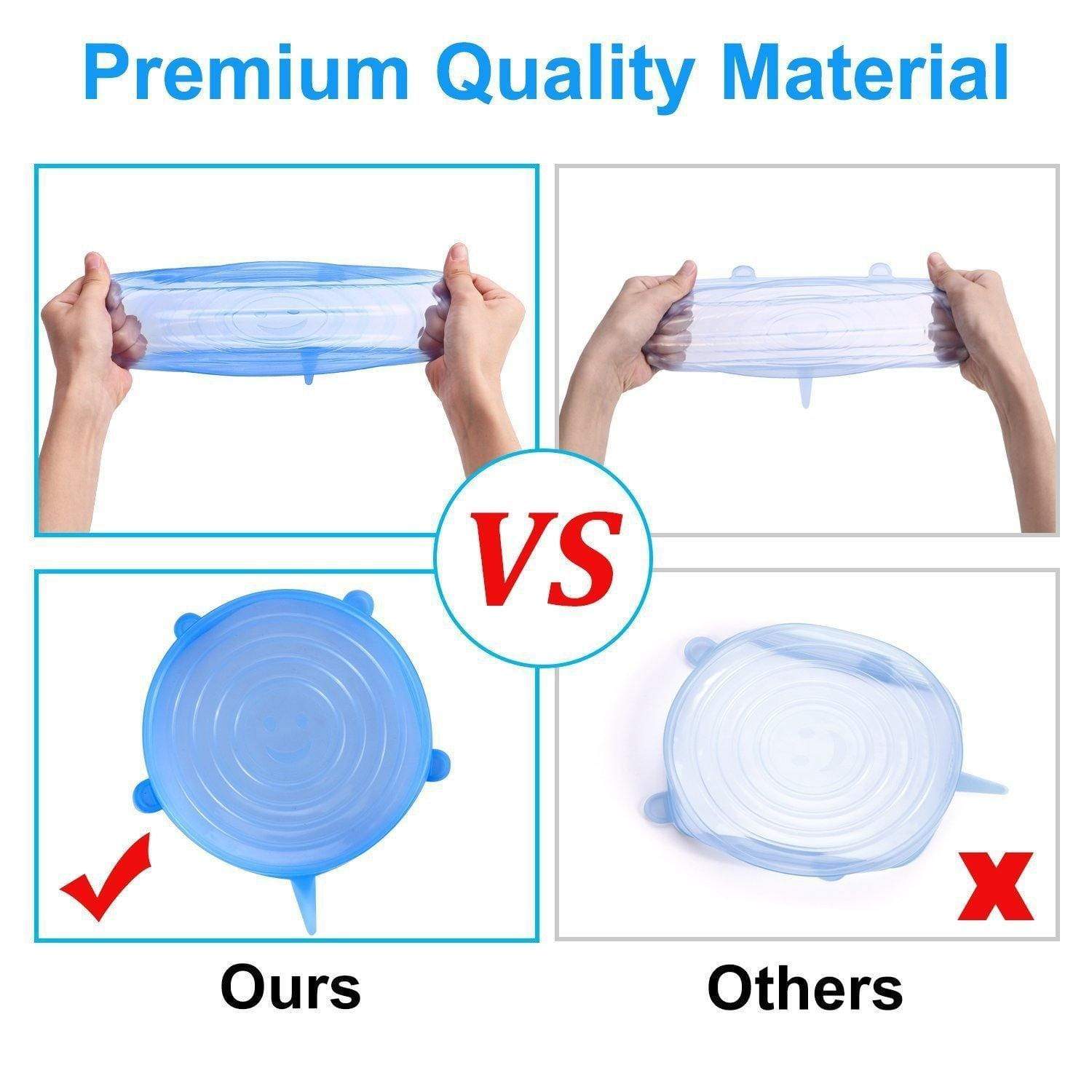 SearchFindOrder Blue Square 6 Pieces Universal Silicone Stretch Lids