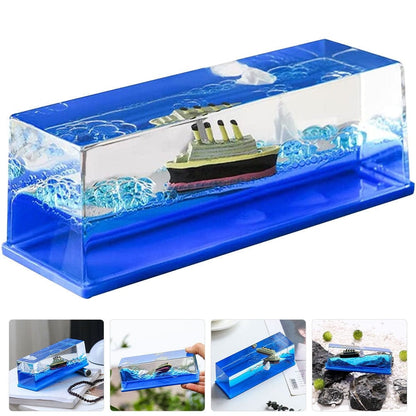 Unsinkable Nautical Cruise Ship Model Liquid Wave Decoration