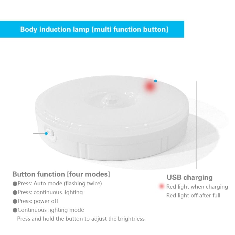 Motion Sensor USB Rechargeable Dimmable LED Night Light