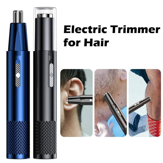 SearchFindOrder Black USB Rechargeable Electric Nose & Ear Hair Trimmer - Washable, Automatic Men's Grooming Tool