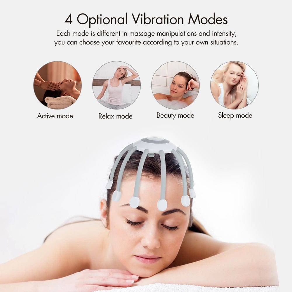 Octopus Hands-Free Head & Scalp Massager with 4 Vibration Modes