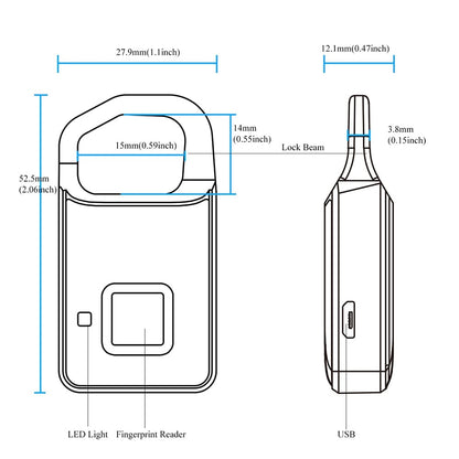 Smart USB Rechargeable Waterproof Fingerprint Padlock - Smart Shop (Online Store for wise shoppers) 