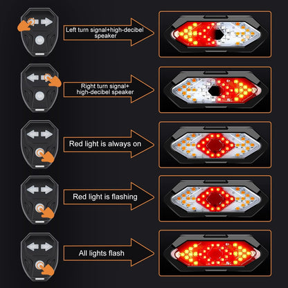 USB Rechargeable Wireless Bike Turn LED Signal Light with Remote Control - Smart Shop (Online Store for wise shoppers) 