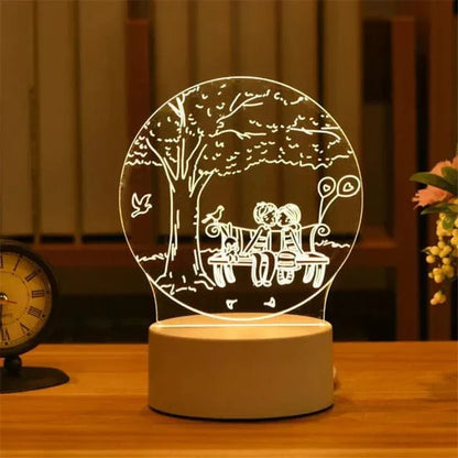 3D Acrylic LED Lamp with Romantic Love Design for Home