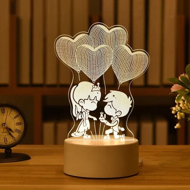 SearchFindOrder USB Warm White / Jellyfish 3D Acrylic LED Lamp with Romantic Love Design for Home