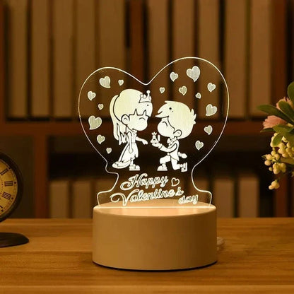 3D Acrylic LED Lamp with Romantic Love Design for Home