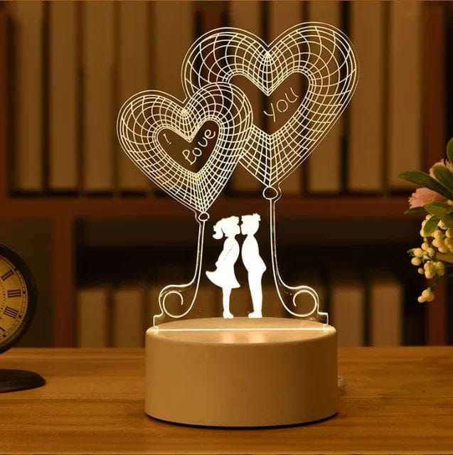 SearchFindOrder USB Warm White / LOVE 3D Acrylic LED Lamp with Romantic Love Design for Home