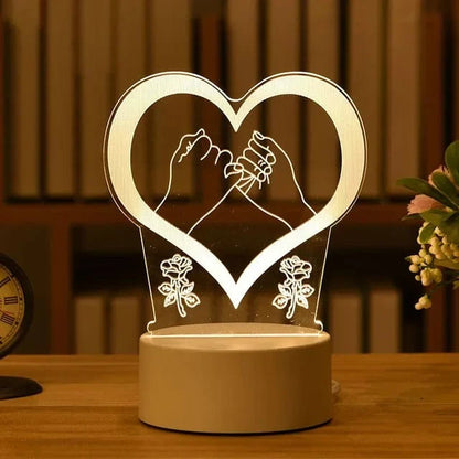 SearchFindOrder USB Warm White / muma 3D Acrylic LED Lamp with Romantic Love Design for Home