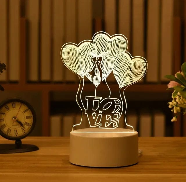 SearchFindOrder USB Warm White / chengbao 3D Acrylic LED Lamp with Romantic Love Design for Home