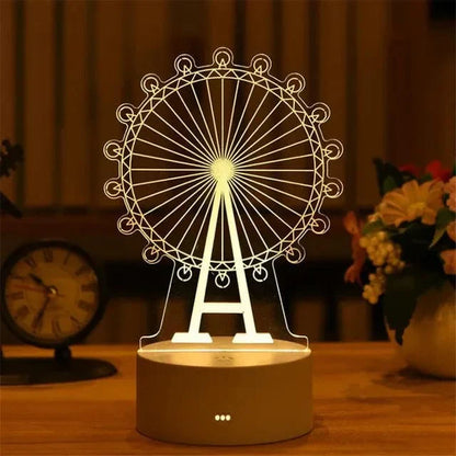 3D Acrylic LED Lamp with Romantic Love Design for Home