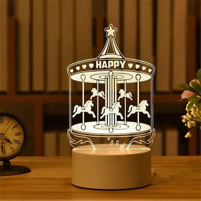 3D Acrylic LED Lamp with Romantic Love Design for Home