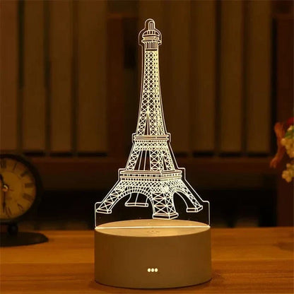 3D Acrylic LED Lamp with Romantic Love Design for Home