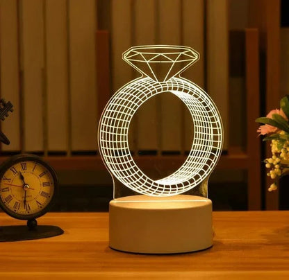 3D Acrylic LED Lamp with Romantic Love Design for Home