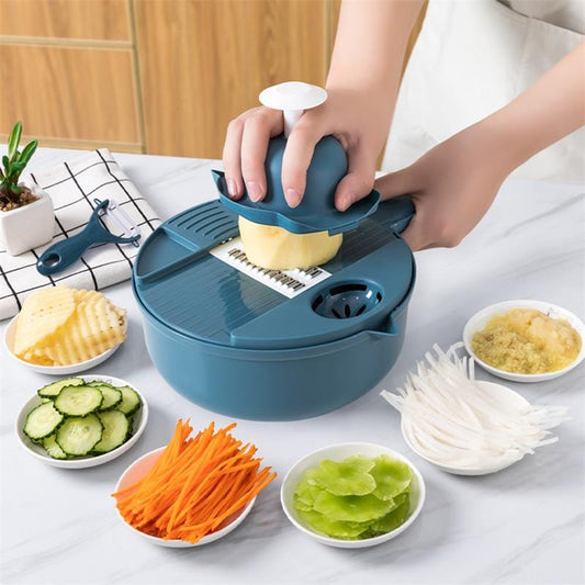 SearchFindOrder Blue Vegi Chop Pro 6-in-1 Kitchen Multifunctional Vegetable Chopper