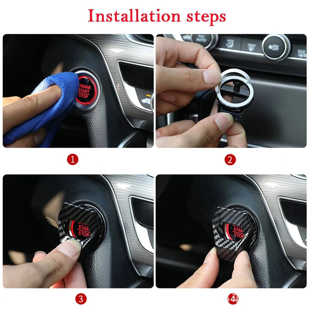 SearchFindOrder blue Vehicle Start-Stop Button Decorative Cover – Elevate Your Car Interior with Style