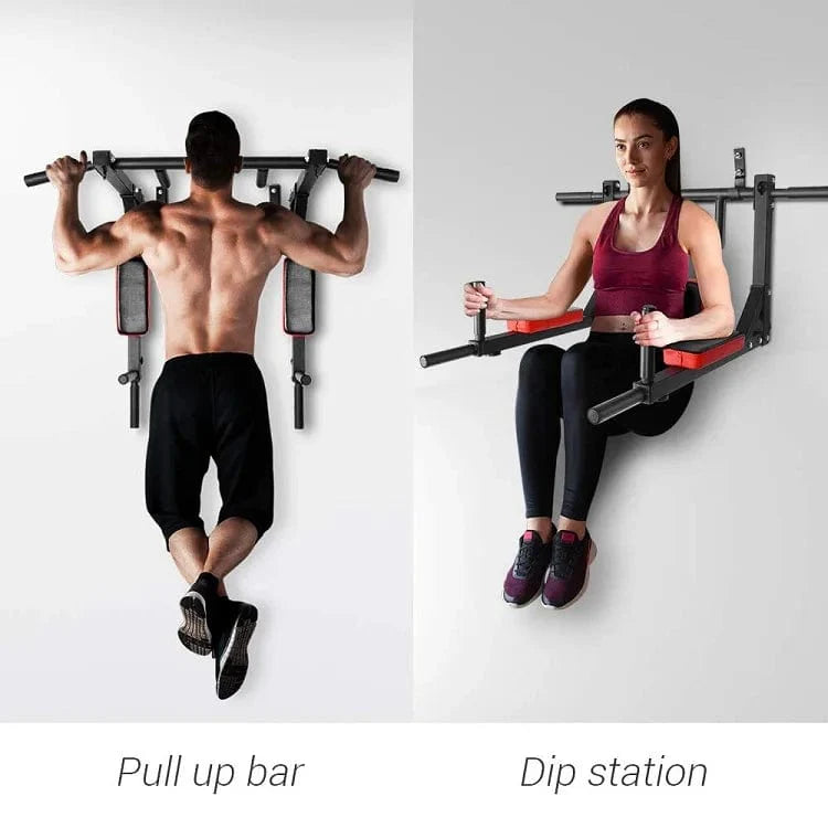 Multifunctional Wall Mounted Pull Up Bar, Chin Up Bar, Dip Station Fitness Training Equipment for Indoor Home Gym Workout, Power Tower Set, Dip Stand, Supports to 440 lb.