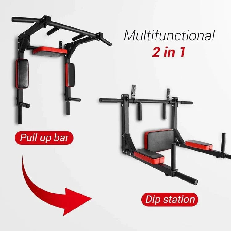 Multifunctional Wall Mounted Pull Up Bar, Chin Up Bar, Dip Station Fitness Training Equipment for Indoor Home Gym Workout, Power Tower Set, Dip Stand, Supports to 440 lb.