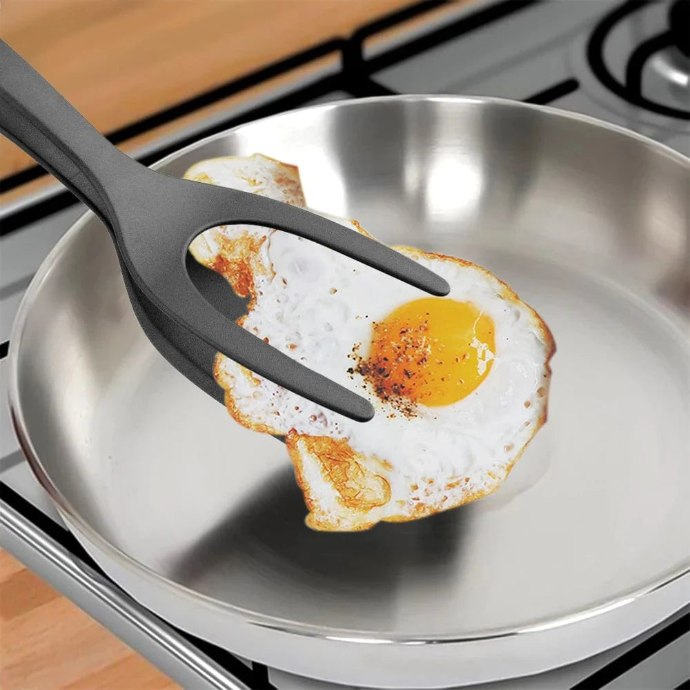 SearchFindOrder red Versatile 2-in-1 Grip Flip Tongs for Handling Eggs, French Toast, Pancakes, Omelets, and More