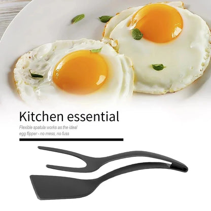 SearchFindOrder GRAY Versatile 2-in-1 Grip Flip Tongs for Handling Eggs, French Toast, Pancakes, Omelets, and More