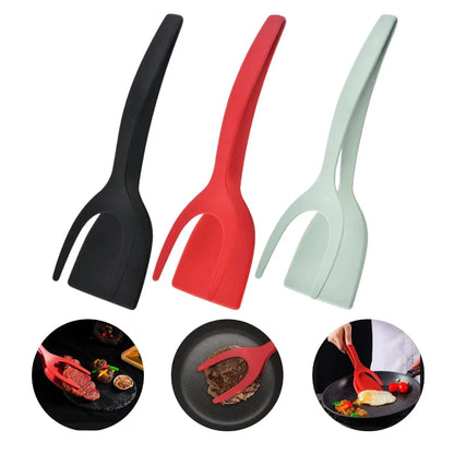 SearchFindOrder black Versatile 2-in-1 Grip Flip Tongs for Handling Eggs, French Toast, Pancakes, Omelets, and More