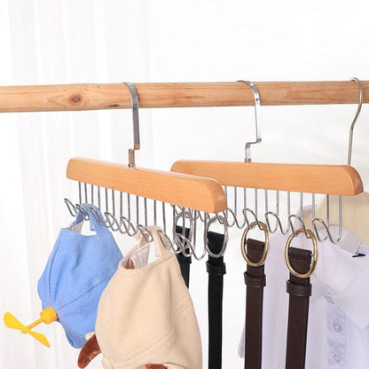 Premium Wood Hanger Storage Organizer for Bras, Belts, Ties, Scarves, Accessories