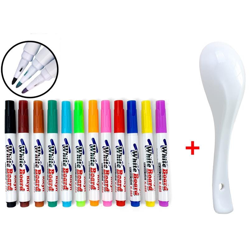 Magical Water Painting Doodle Pen (12 Pieces + Ceramic Spoon)