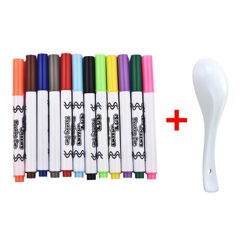 Magical Water Painting Doodle Pen (12 Pieces + Ceramic Spoon)