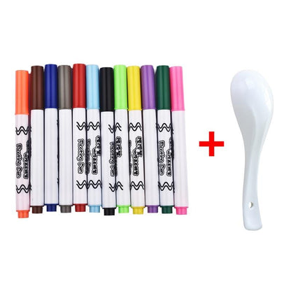 Magical Water Painting Doodle Pen (12 Pieces + Ceramic Spoon)