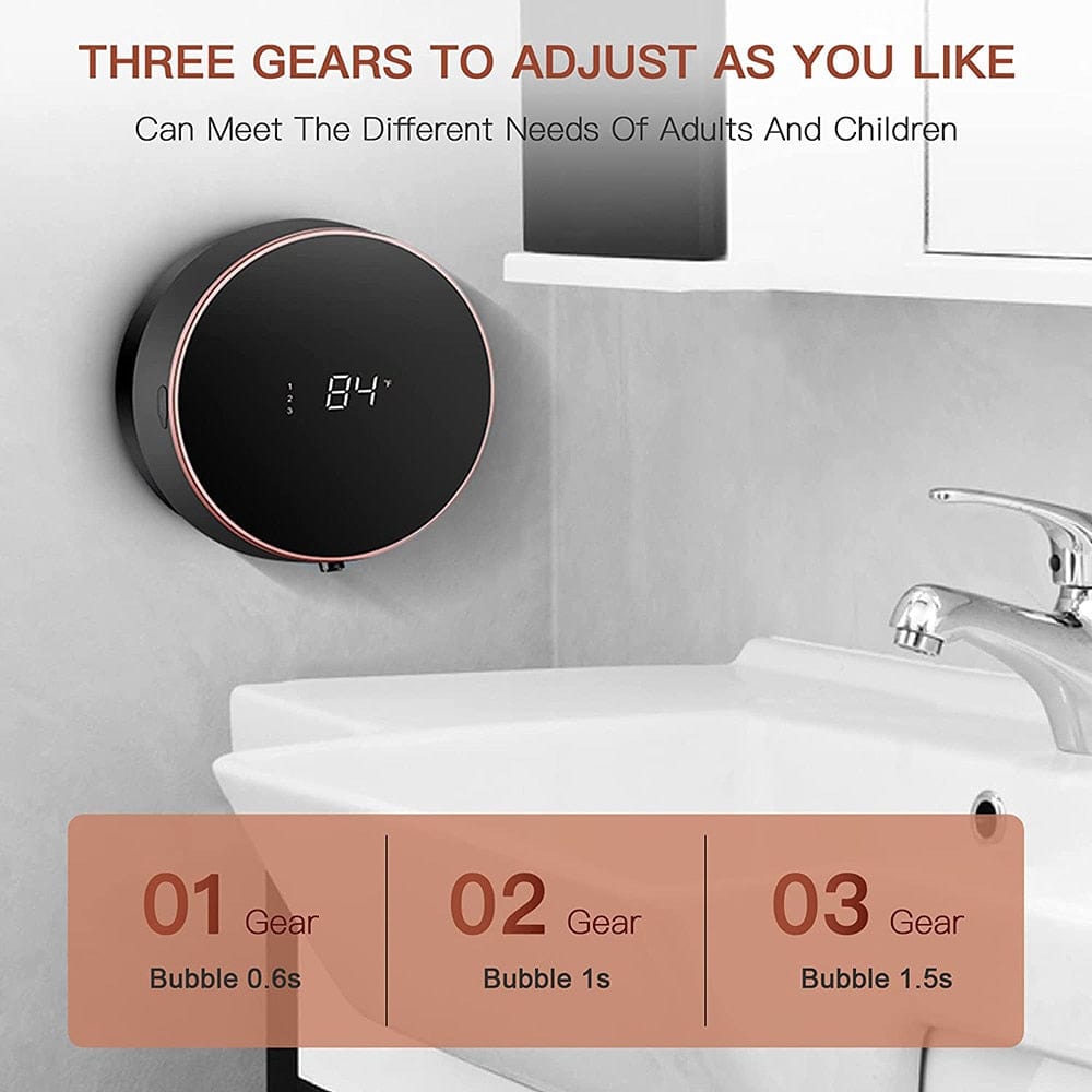 Automatic Soap Dispenser Foaming Hands-Free Wall Mount Rechargeable Touchless Soap Dispenser with LED Temperature Display