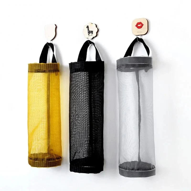 Wall-Mounted Plastic Bag Holder for Home Grocery Storage, Hanging Trash Garbage Kitchen Organizer