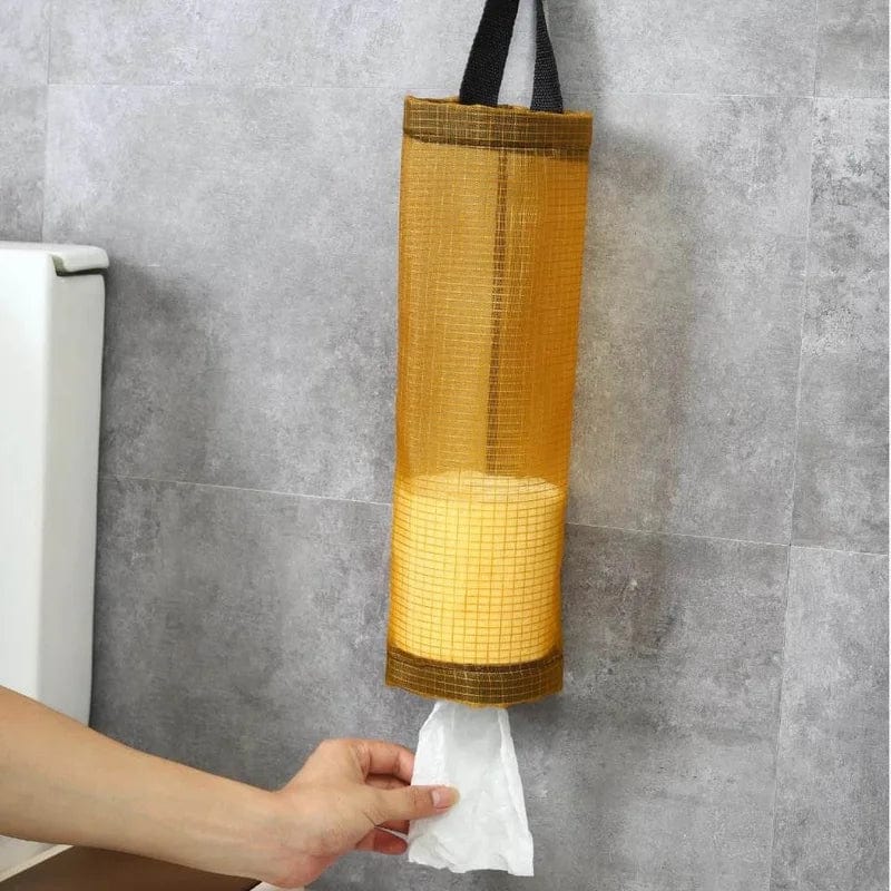 Wall-Mounted Plastic Bag Holder for Home Grocery Storage, Hanging Trash Garbage Kitchen Organizer