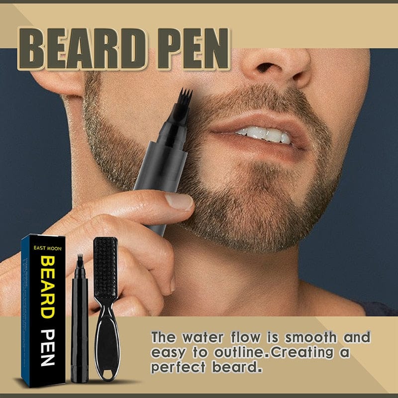 SearchFindOrder Black Waterproof Beard Filler Pencil & Brush Set Manly Tone Beard Craft