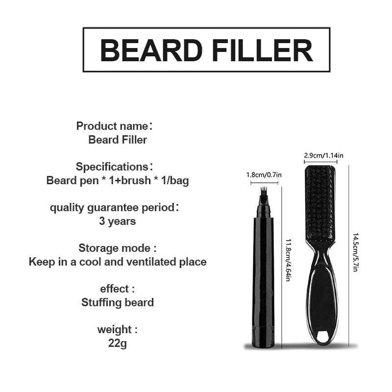 4-Tip Beard Pencil Filler for Men, Waterproof Beard Filling Pen Kit with Brush