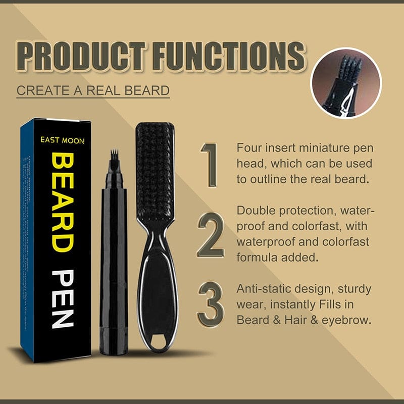 4-Tip Beard Pencil Filler for Men, Waterproof Beard Filling Pen Kit with Brush