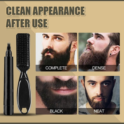 4-Tip Beard Pencil Filler for Men, Waterproof Beard Filling Pen Kit with Brush