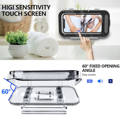 Waterproof Shower Phone Holder, Anti-Fog, High Sensitivity Cover Mount Box for Bathroom Wall, Mirror, Bathtub, Kitchen