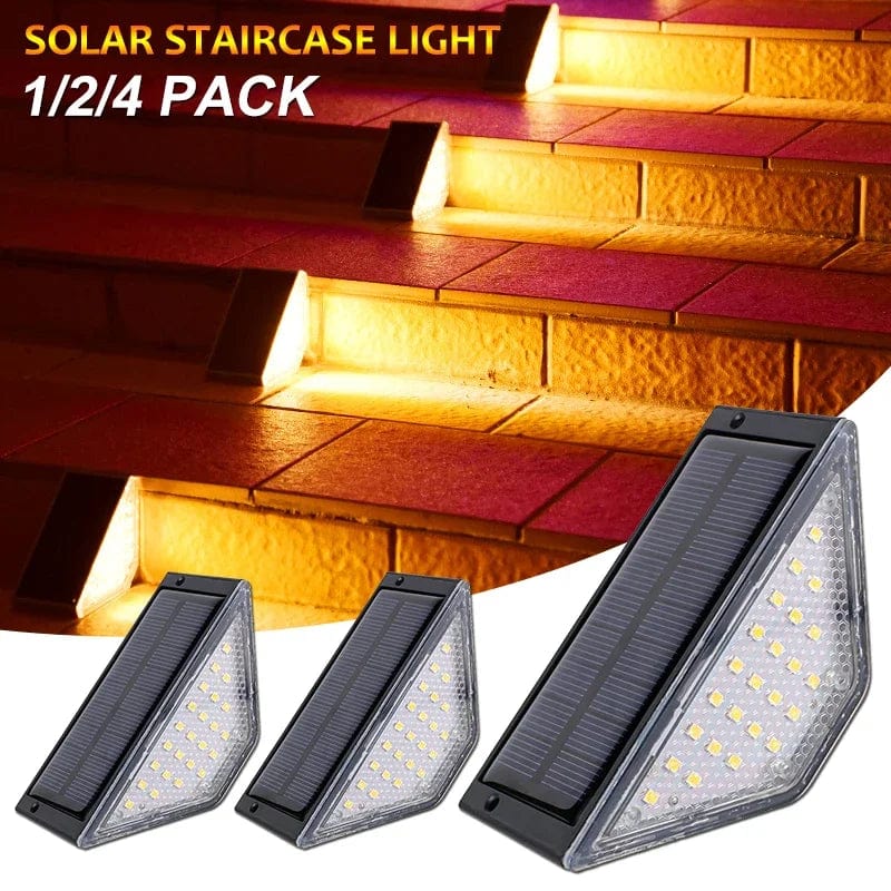 SearchFindOrder 4PCS-Warm light Waterproof Solar Step and Stair Lights