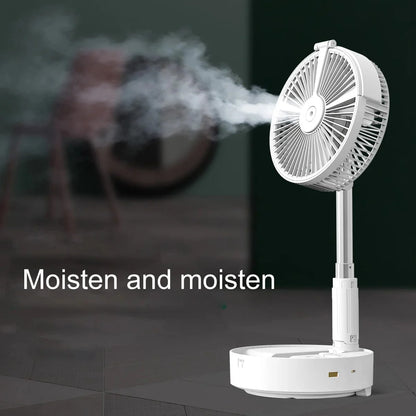 Portable Folding Water Mist Fan with LED Light and Phone Charging Station