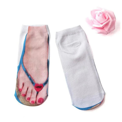 SearchFindOrder 10 Whimsical 3D Print Delight Socks Playful Flip Flop Edition