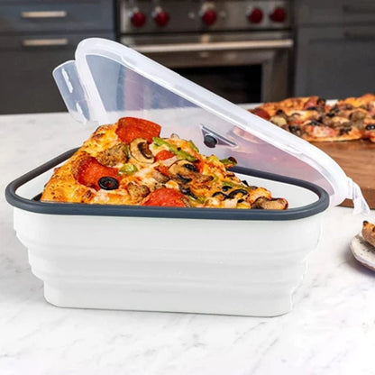 Reusable BPA-Free Pizza Storage Container with Lids and 5 Microwavable Serving Trays - Adjustable Silicone Pizza Slice Container for Space-Saving Organization