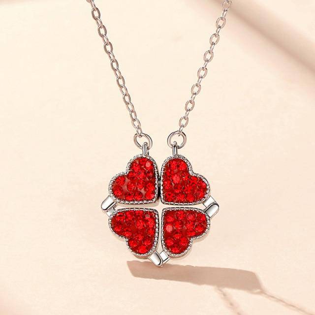 Double-Sided Love Heart & Lucky Clover Pendant Necklace - Smart Shop (Online Store for wise shoppers) 